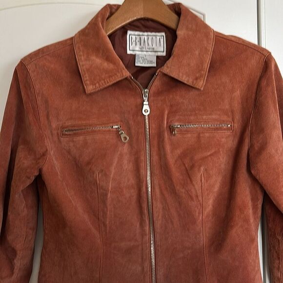 Vintage Rust Leather Suede bomber coat jacket women’s size large - Picture 4 of 10